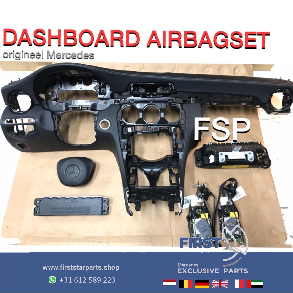W205 C63 Dashboard leer + airbag set Mercedes C Klasse 2018, Utilisé, -, -, Enlèvement ou Envoi
