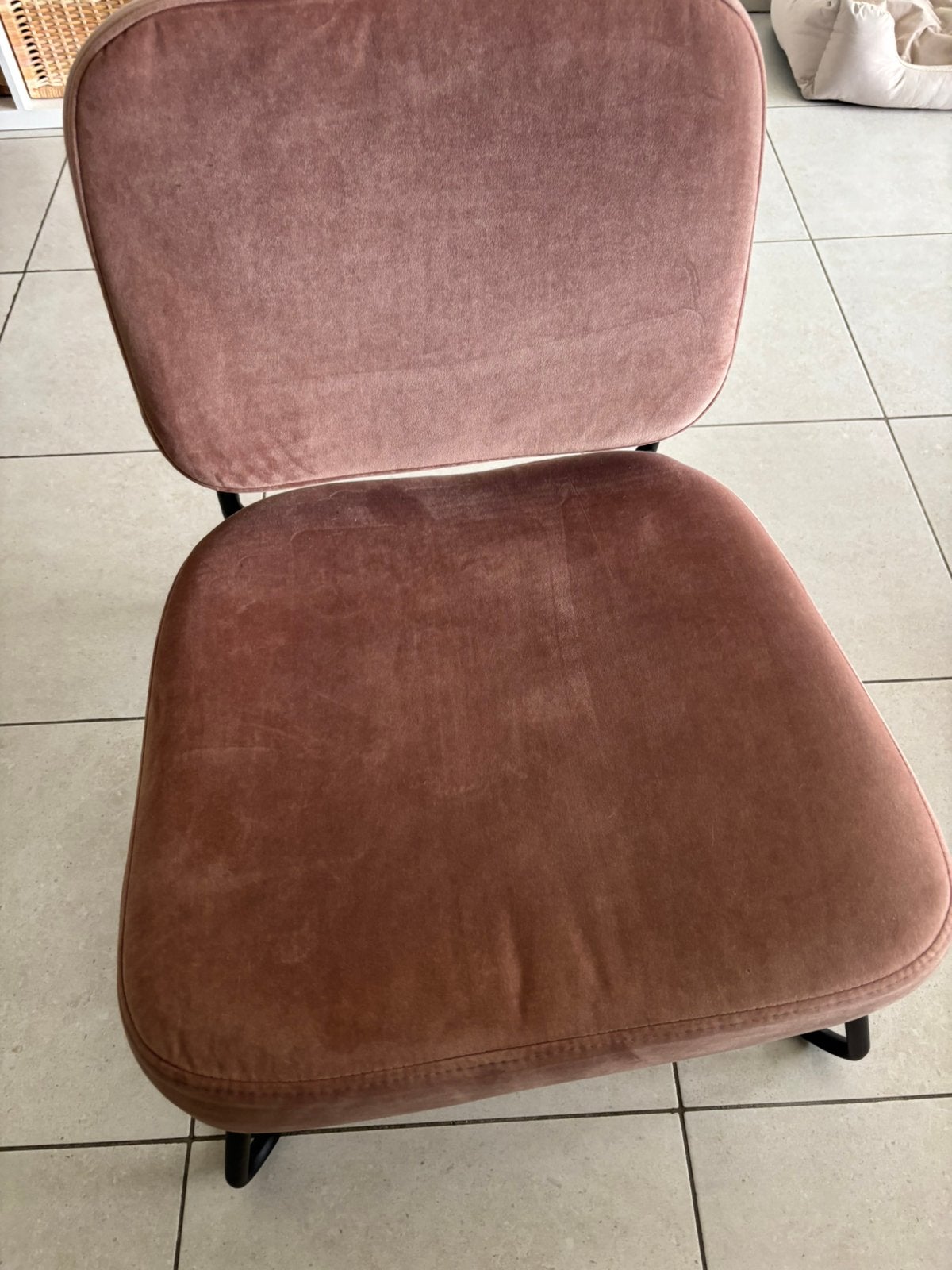 Velvet Fauteuil Julia roze, Ophalen, Zo goed als nieuw, Metaal