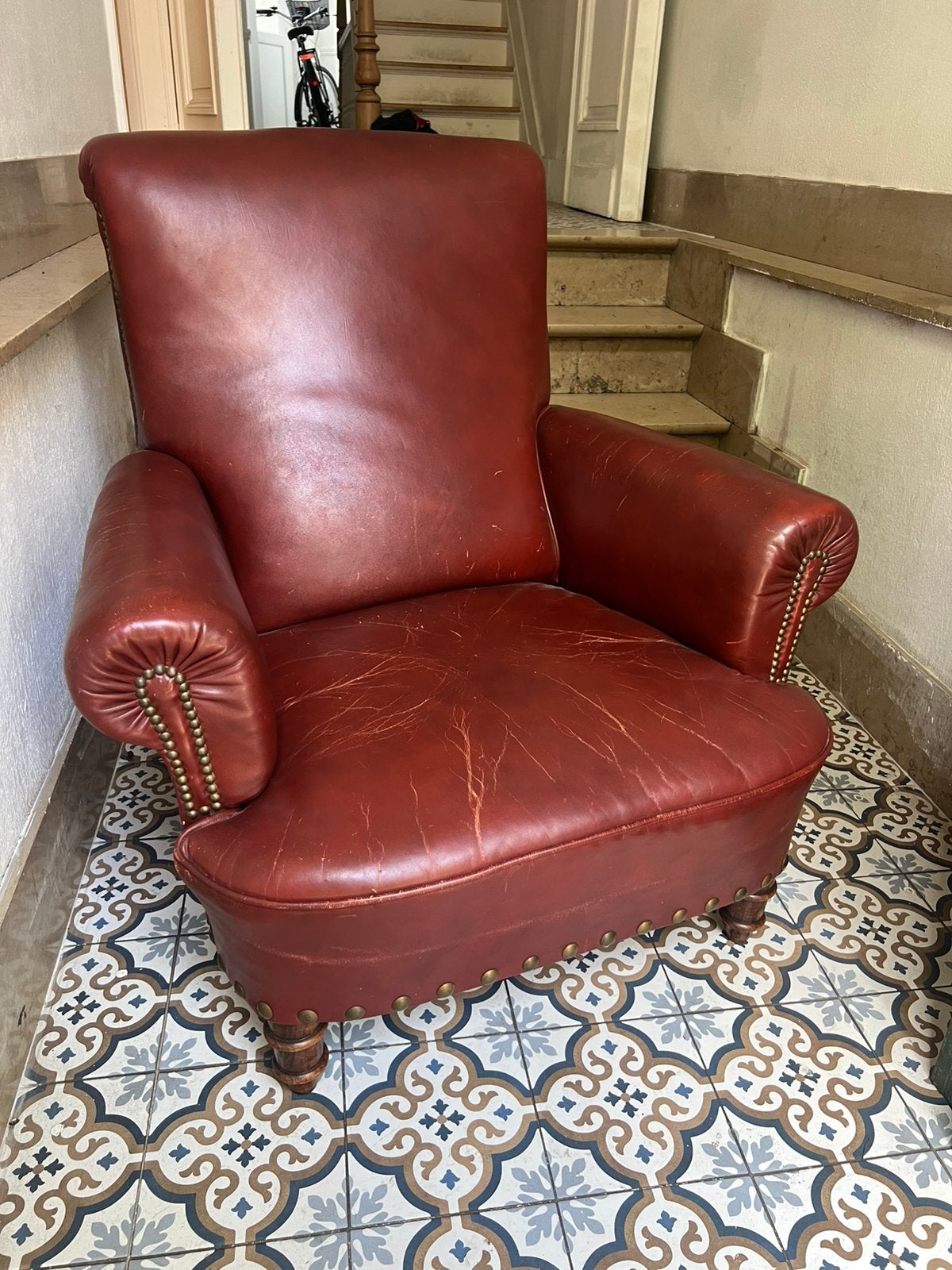 Fauteuil en cuir Vintage, 75 à 100 cm, Vintage, Enlèvement, Utilisé