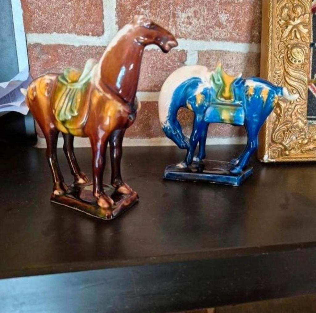 Vintage Chinese geemaileerde paarden beelden 10 eu/st, Ophalen of Verzenden
