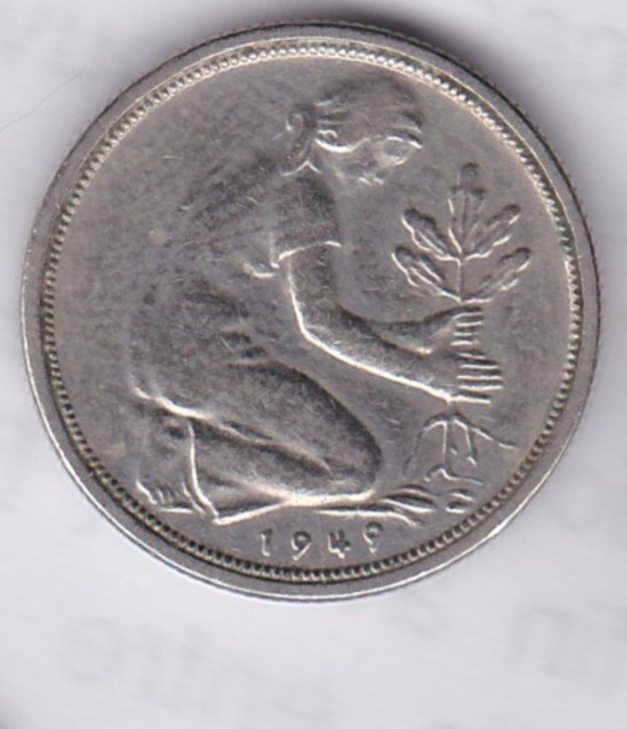 Monnaie Allemagne  : 50 Pfennig 1949 J, Timbres & Monnaies, Enlèvement ou Envoi, Allemagne, Monnaie en vrac