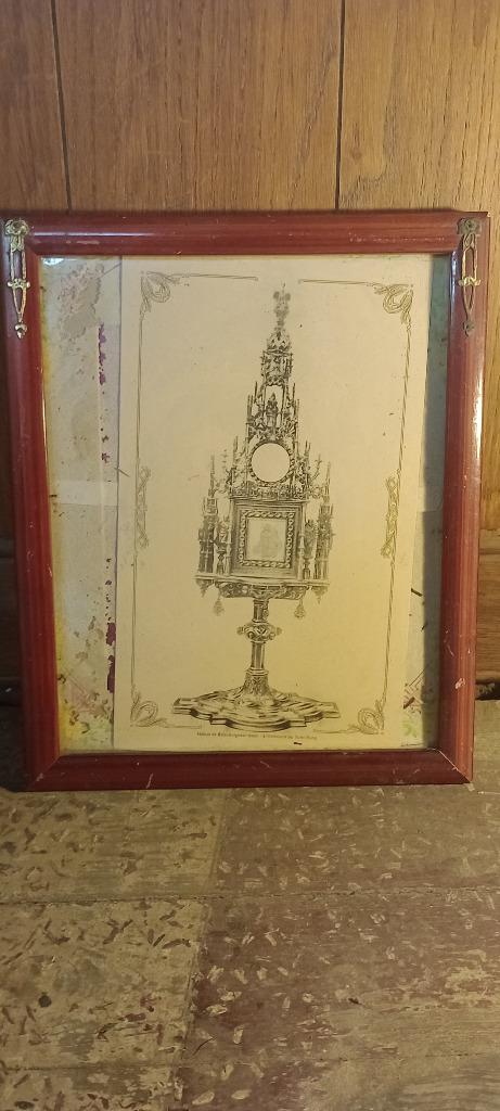 Gravure ancienne - Ostensoir - Bois-Seigneur-Isaac, n394, Enlèvement ou Envoi, Gravure