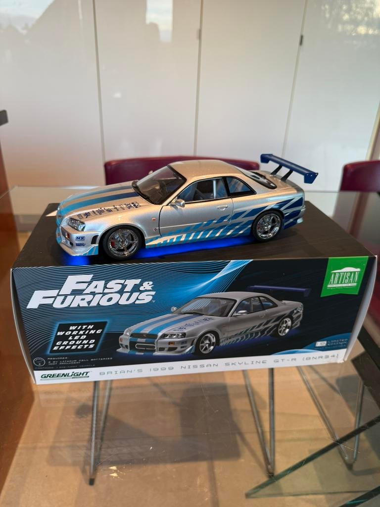 Voiture de film Fast&furious 1:18 Nissan Skyline GT-R (BNR34, Enlèvement ou Envoi