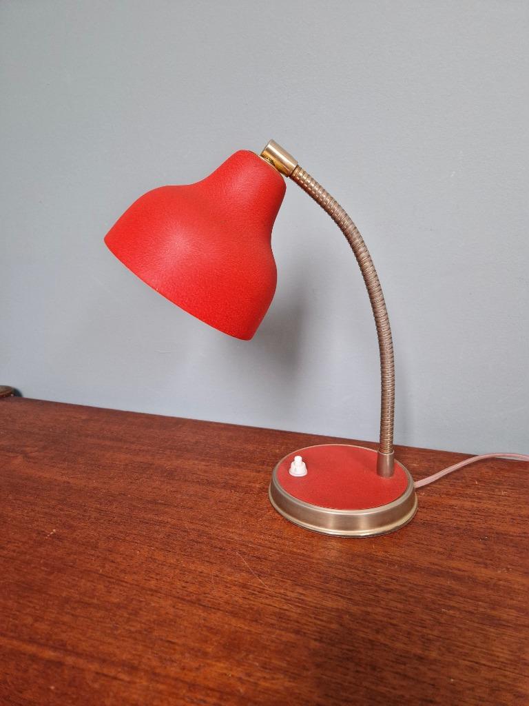 Rode scharnierende bureaulamp, jaren 50, Antiek en Kunst, Ophalen of Verzenden