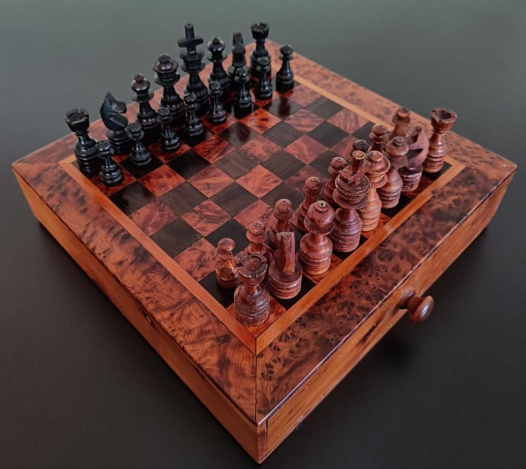 Vintage houten schaakspel., Antiek en Kunst, Ophalen of Verzenden