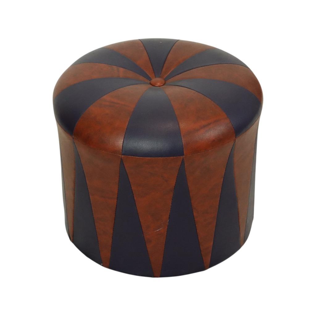 Ronde Vintage Poef Paars Bordeaux Tweekleurig Skai Sixties, Huis en Inrichting, Minder dan 50 cm, Gebruikt, Rond, Minder dan 50 cm