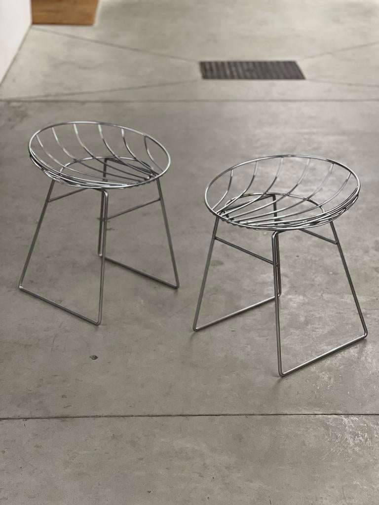 Cees Braakman 1953 poir Pastoe paire tabourets metal chrome, Enlèvement