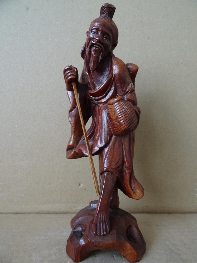 Statue vintage en bois Statue en bois Vieux sage 20 cm 1960, Enlèvement ou Envoi