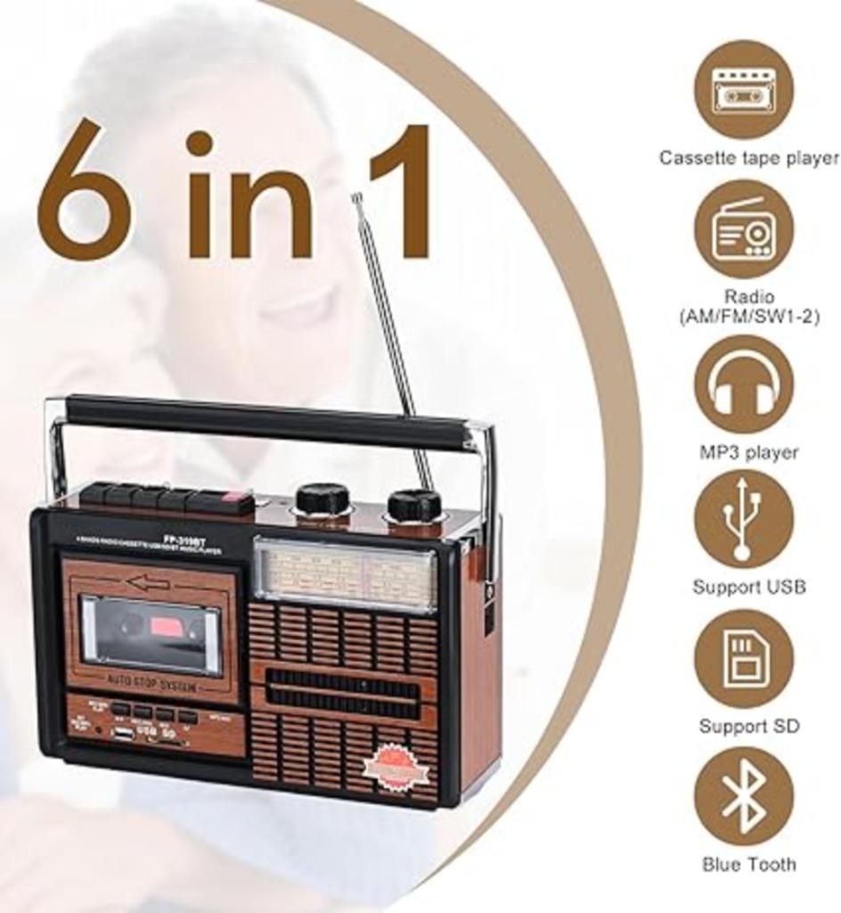 Draagbare retro cassettespeler Radio SNELLE GRATIS LEVERING, -, Verzenden, -, Nieuw