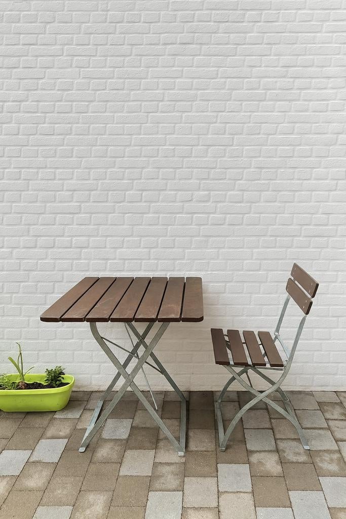 Table bistro pliante - bois et métal, Enlèvement, Utilisé, Carré, Bois