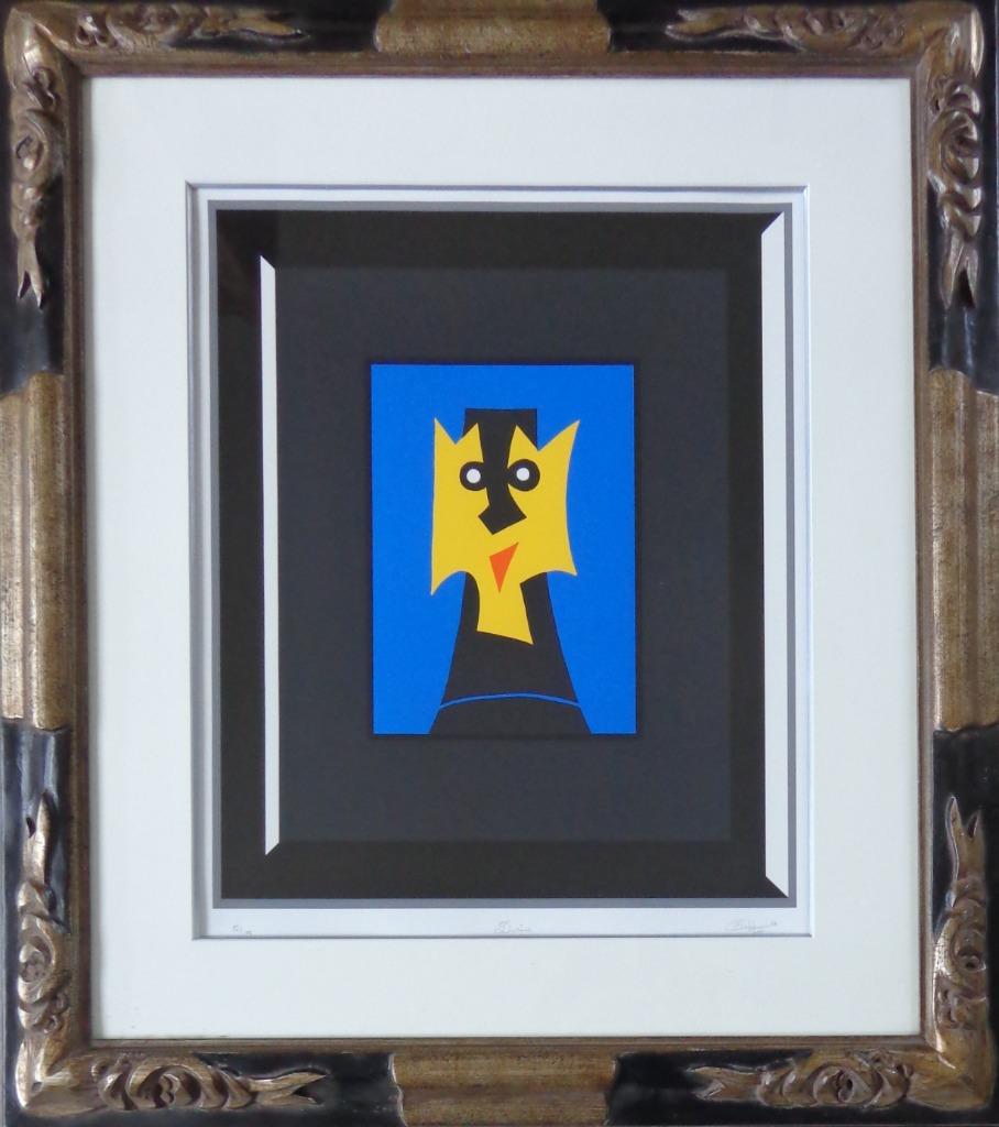 MICHEL HUSS / DARIUS / KLEURZEEFDRUK / 85x75cm / KADER / SIG, Antiquités & Art, Art | Lithographies & Sérigraphies, Signé, Enlèvement