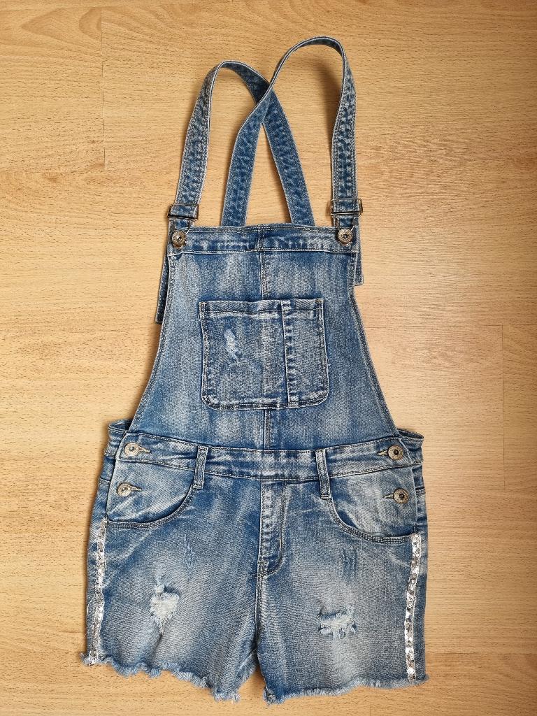 Short/salopette en jean - taille 164, Enfants & Bébés, Enlèvement ou Envoi, Utilisé, Fille, Pantalon