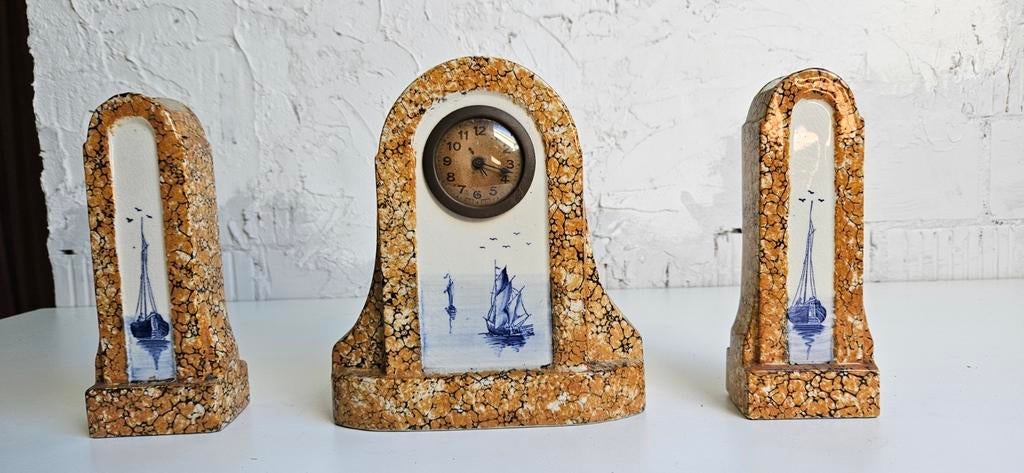 zeer oude klok met marmer, Ophalen of Verzenden