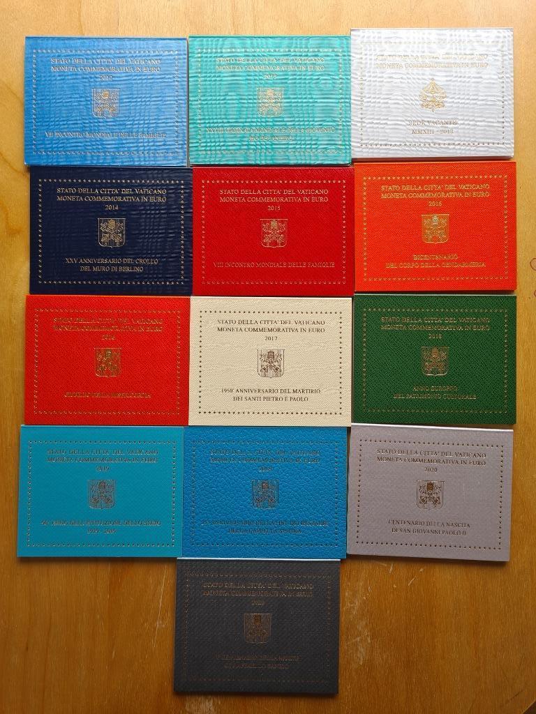 13 x 2 euro herdenkingsmunten VATICAAN 2012 - 2020 BU FDC, Postzegels en Munten, Vaticaanstad, Setje, 2 euro, Ophalen of Verzenden