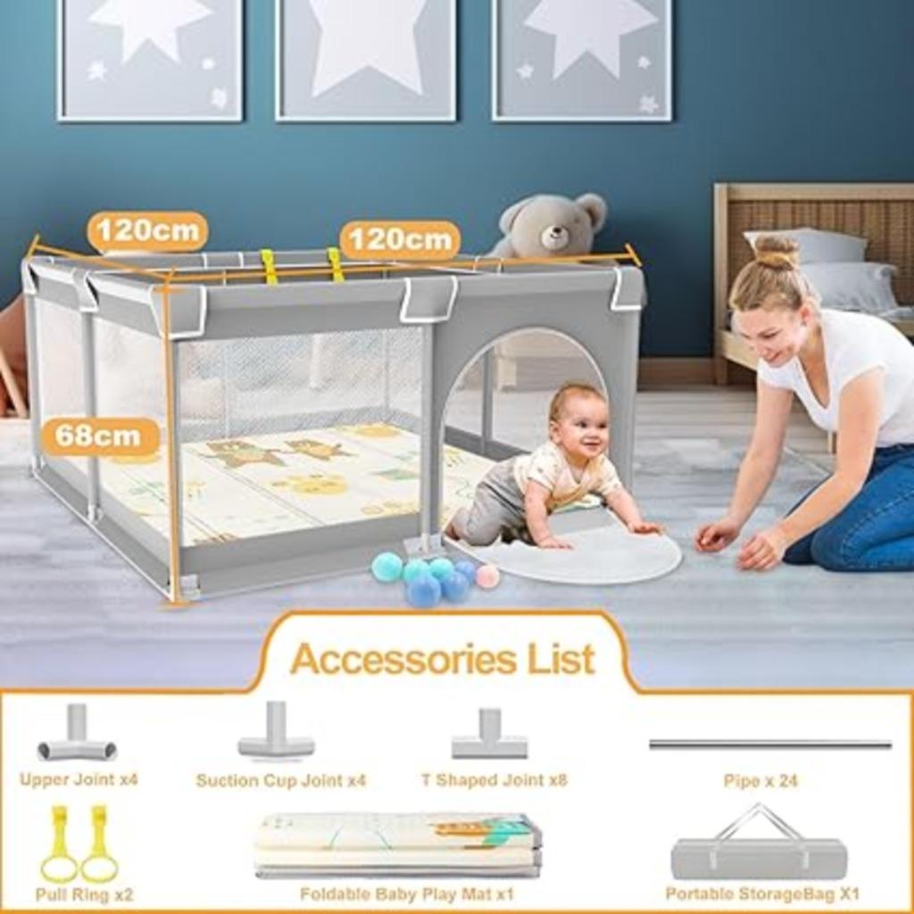 Babybox Babypark met kruipmat 120 x 120 cm GRATIS LEVERING, Kinderen en Baby's, Babyparken, Verzenden, -, Vierkant, Nieuw