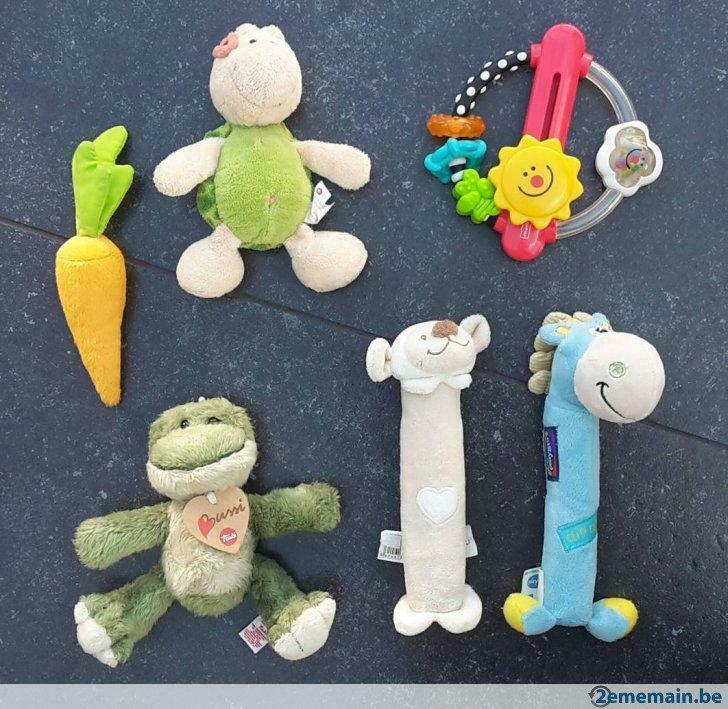 Lot de 4 peluches-jouets 1er âge, Enfants & Bébés, Enlèvement ou Envoi, Comme neuf, Découverte