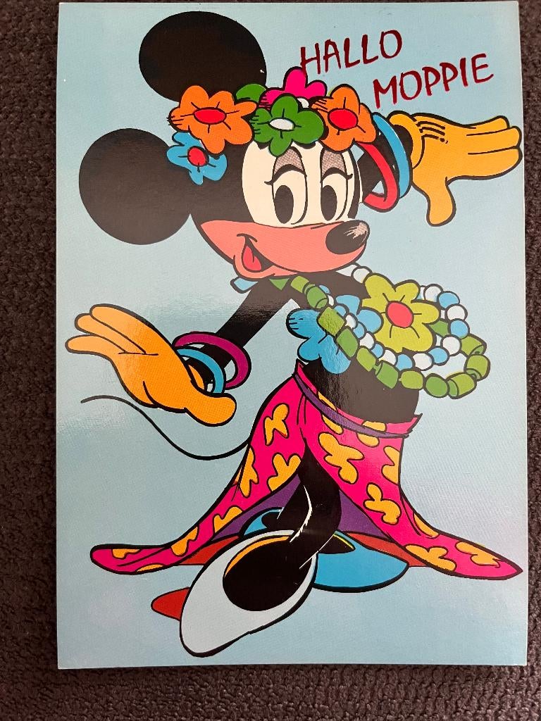 Postkaart Mickey Mouse Hallo Moppie, Verzamelen, Disney, Mickey Mouse, Verzenden