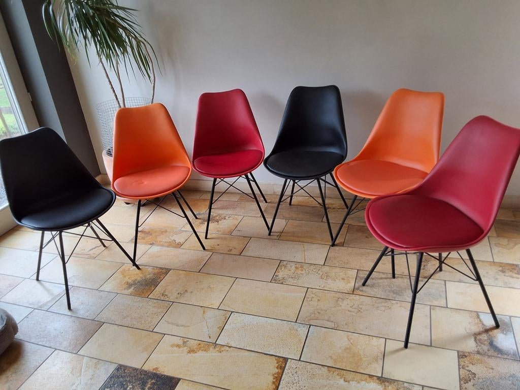 6 chaises Coventry Maison du monde 2x orange rouges noires, Maison & Meubles, Chaises, Enlèvement, Comme neuf