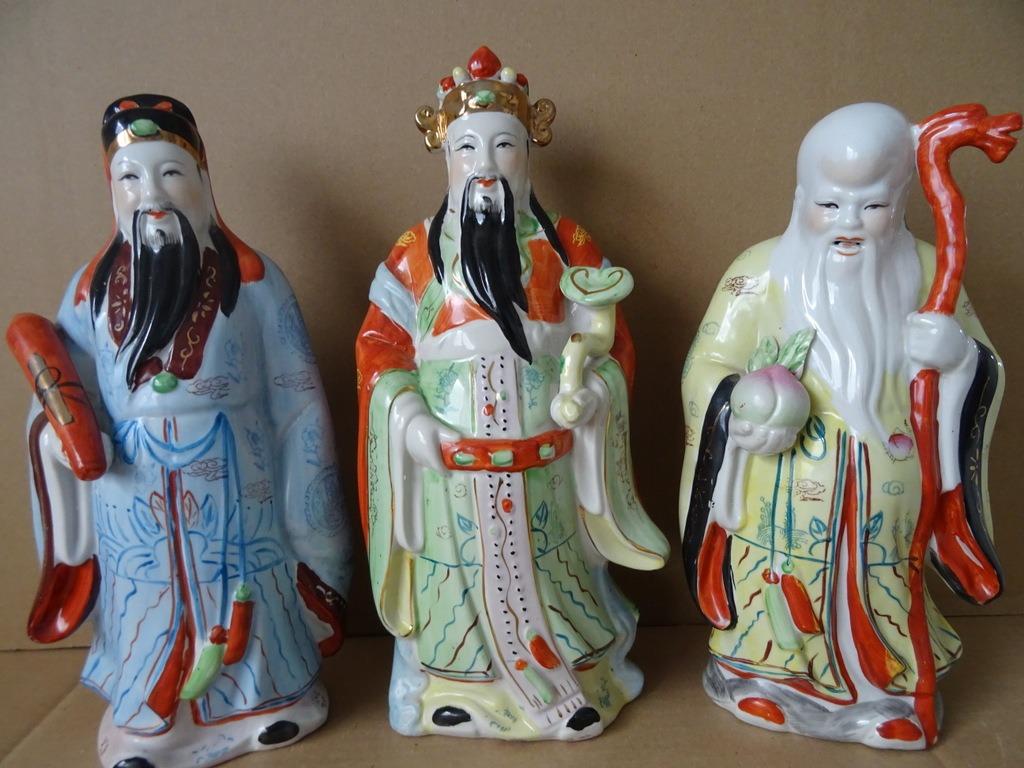 Fu Lu Shou beelden Chinese geluksbeelden 30cm 1 beschadigd, Huis en Inrichting, Woonaccessoires | Boeddhabeelden, Zo goed als nieuw