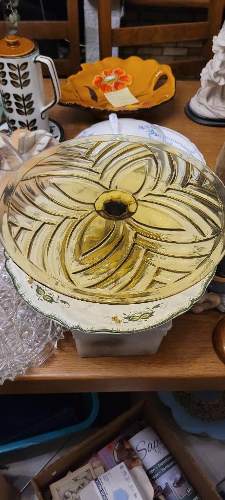 amberkleurige glazen fruitschaal of schaal, Antiek en Kunst, Ophalen