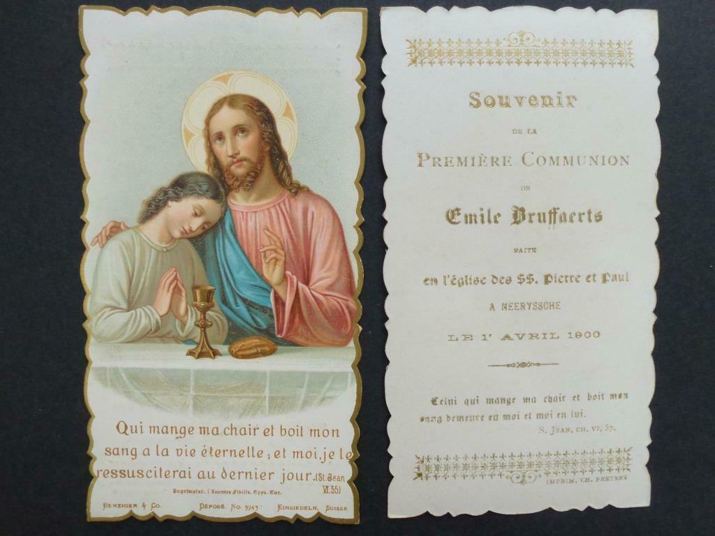 bidprentje première communion Emile Bruffaerts 1900, Verzamelen, Bidprentjes en Rouwkaarten, Verzenden, Rouwkaart