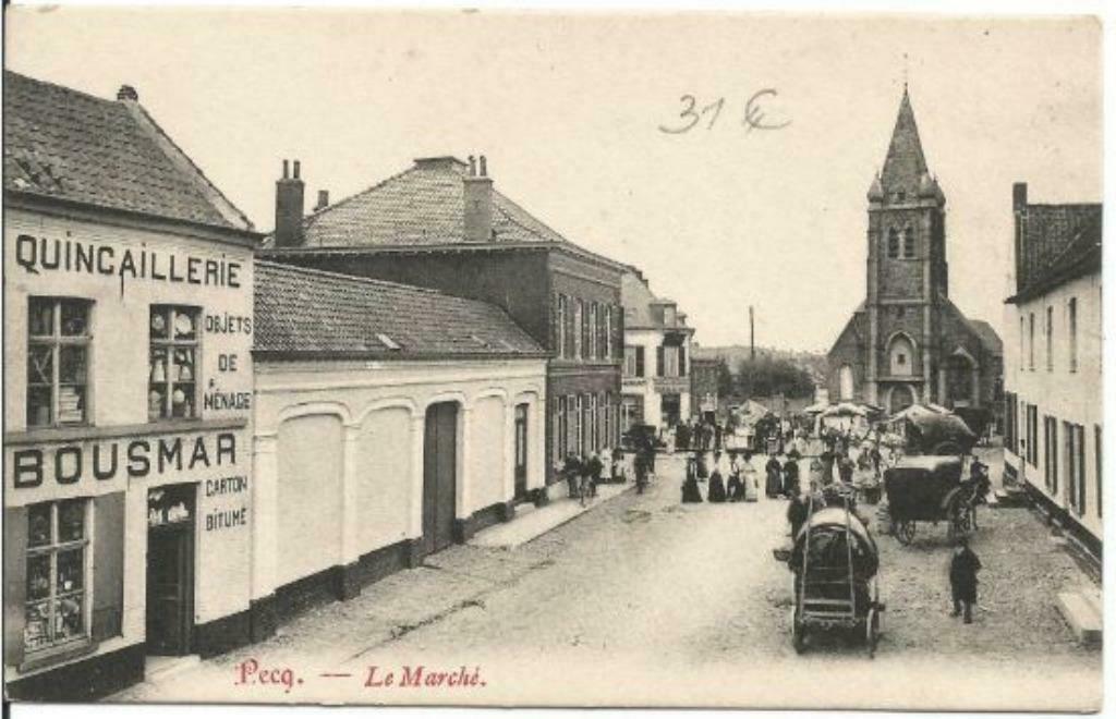 Carte postale Pecq Le Marché avec attelages, Enlèvement ou Envoi, Avant 1920, Non affranchie, Hainaut