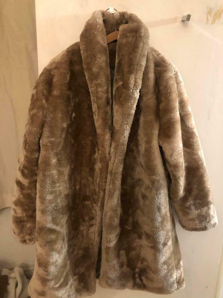 Faux Fur Mantel in Beige Bont, Ophalen, Andere, Beige, Maat 56/58 (XL)