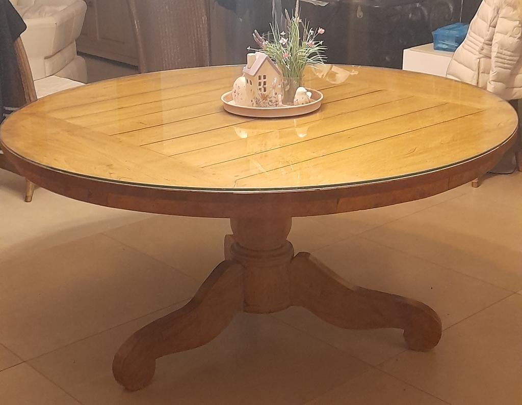 Table en teck, Teck, 150 à 200 cm, Cinq personnes ou plus, Rond