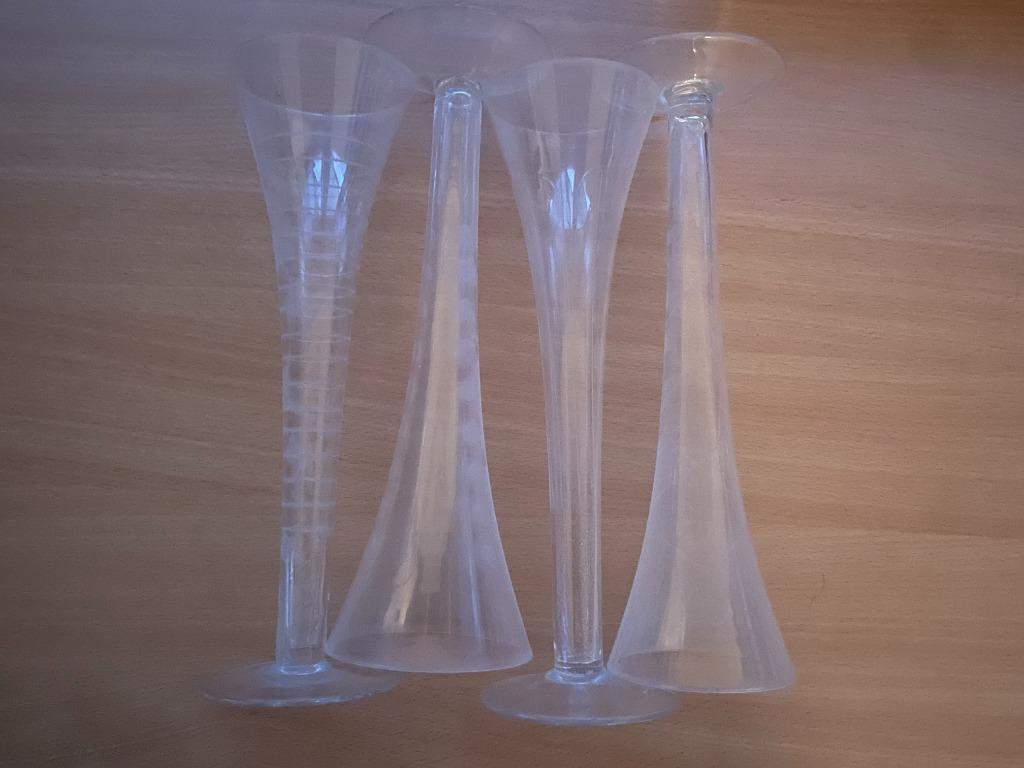4 Fluitglazen champagneglazen - gegraveerd glas, Ophalen, Glas