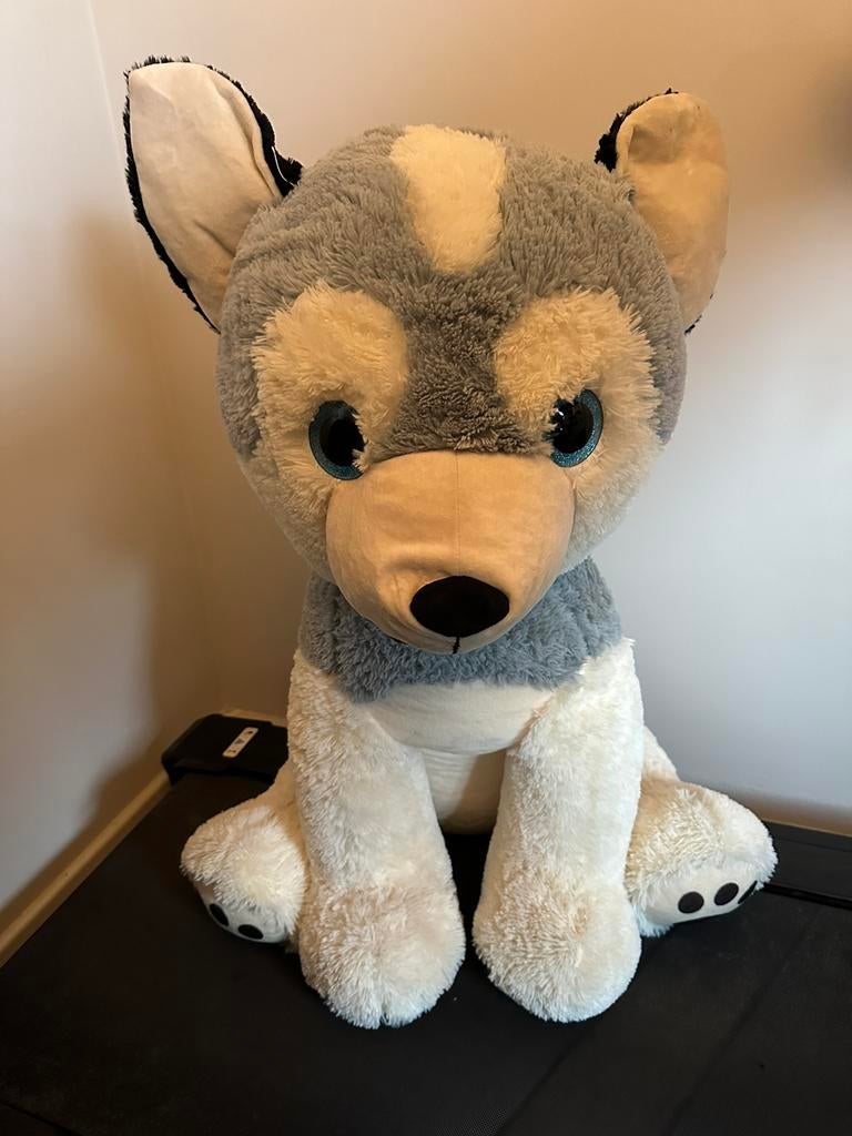 Large husky knuffel, Kinderen en Baby's, Speelgoed | Knuffels en Pluche, Ophalen, Zo goed als nieuw, Hond