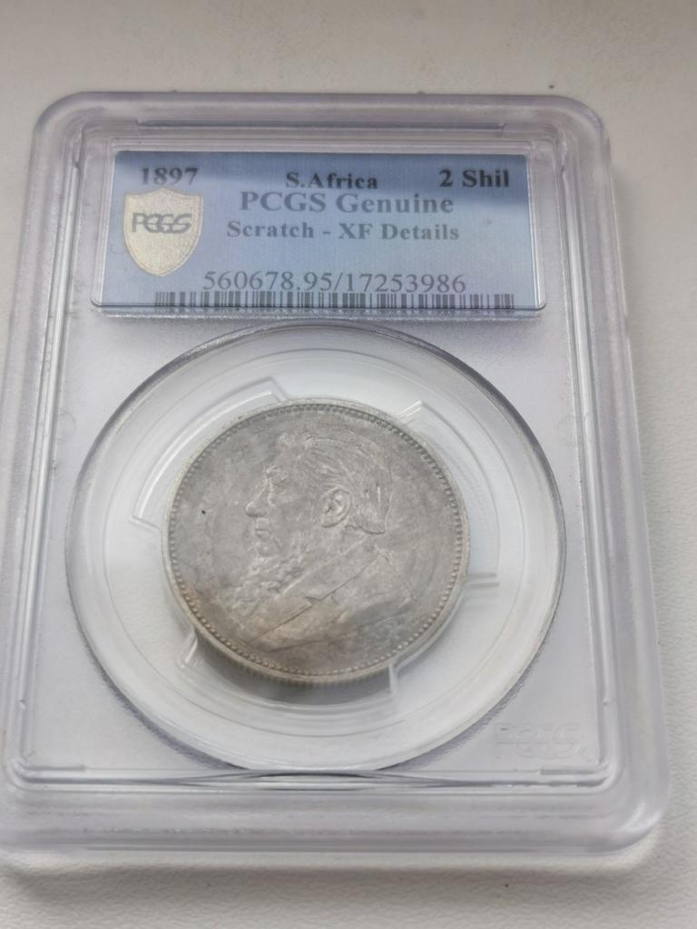 Zuid Africa,2 Shilling 1895,Fine Details,NGC,Rare Silver coi, Enlèvement ou Envoi, Afrique du Sud, Monnaie en vrac, Argent