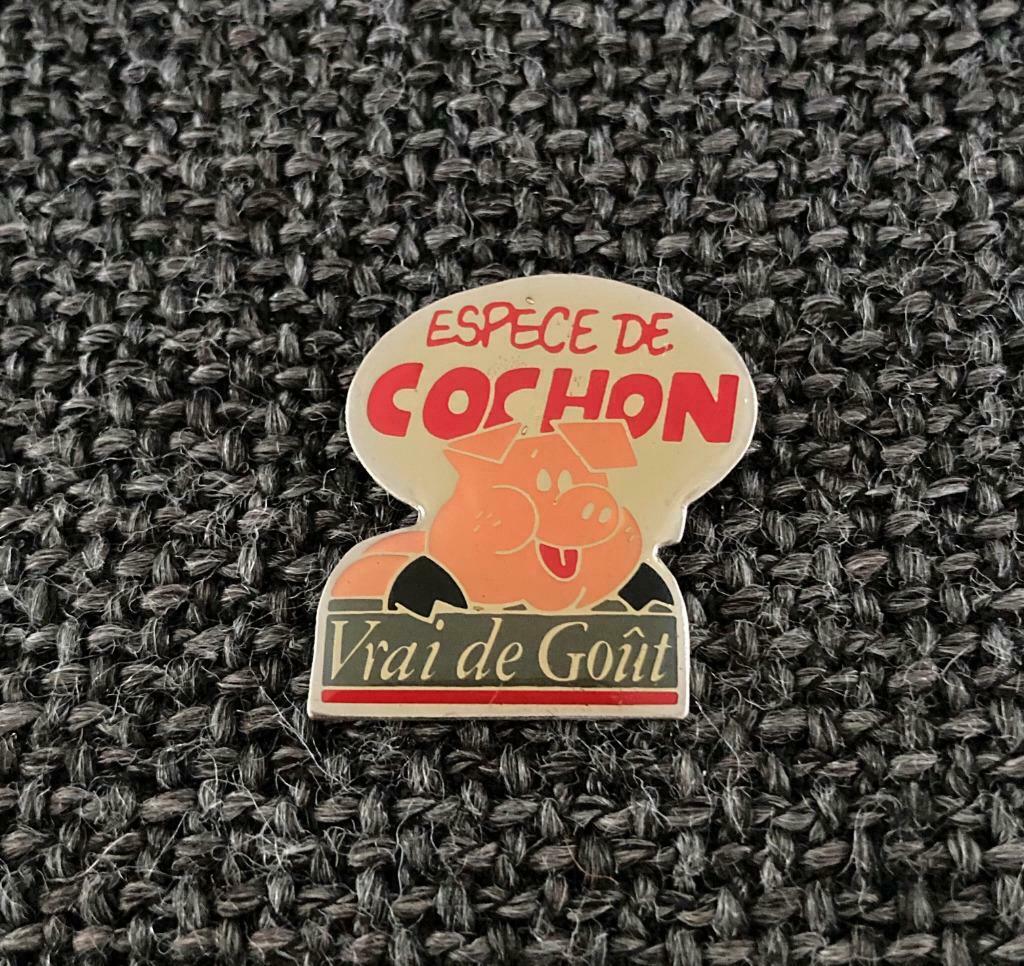 PIN - ESPÈCE DE COCHON - VRAI DE GOÛT, Collections, Envoi, Utilisé, Autres sujets/thèmes, Insigne ou Pin's