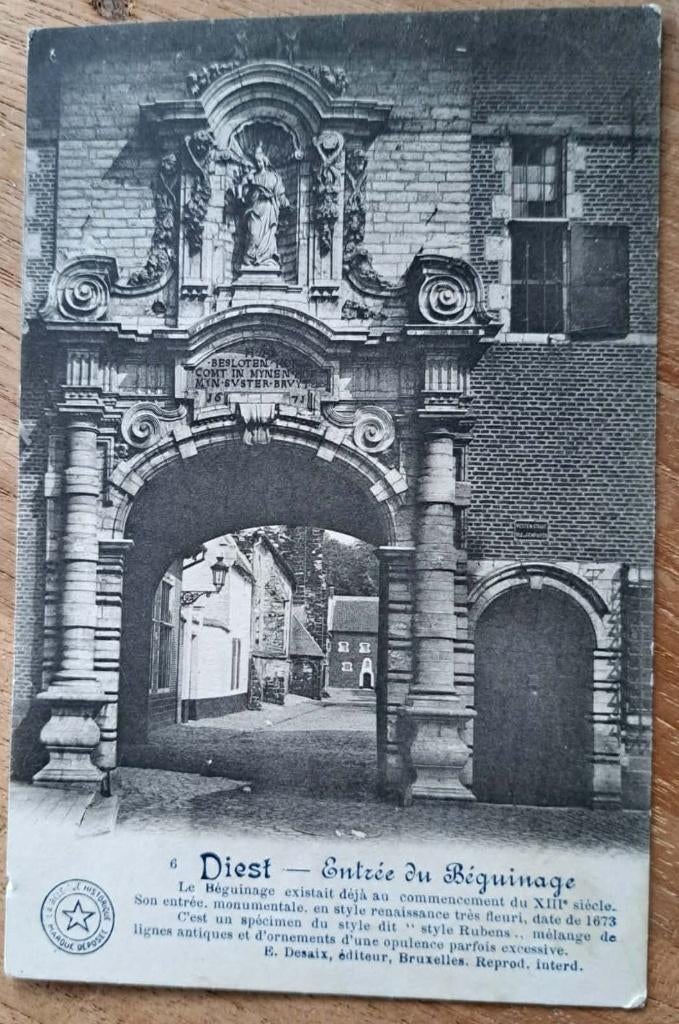 postkaart Diest - Entrée du Béguinage, Verzamelen, Ophalen of Verzenden, Gelopen, Vlaams-Brabant