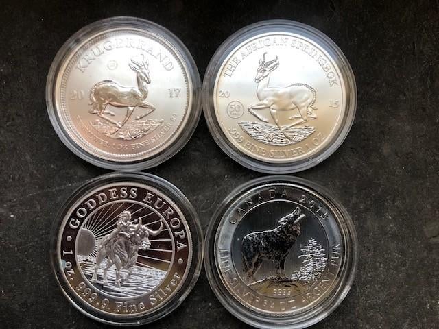 4 x Ag verzamelmuntjes, Enlèvement ou Envoi, Argent