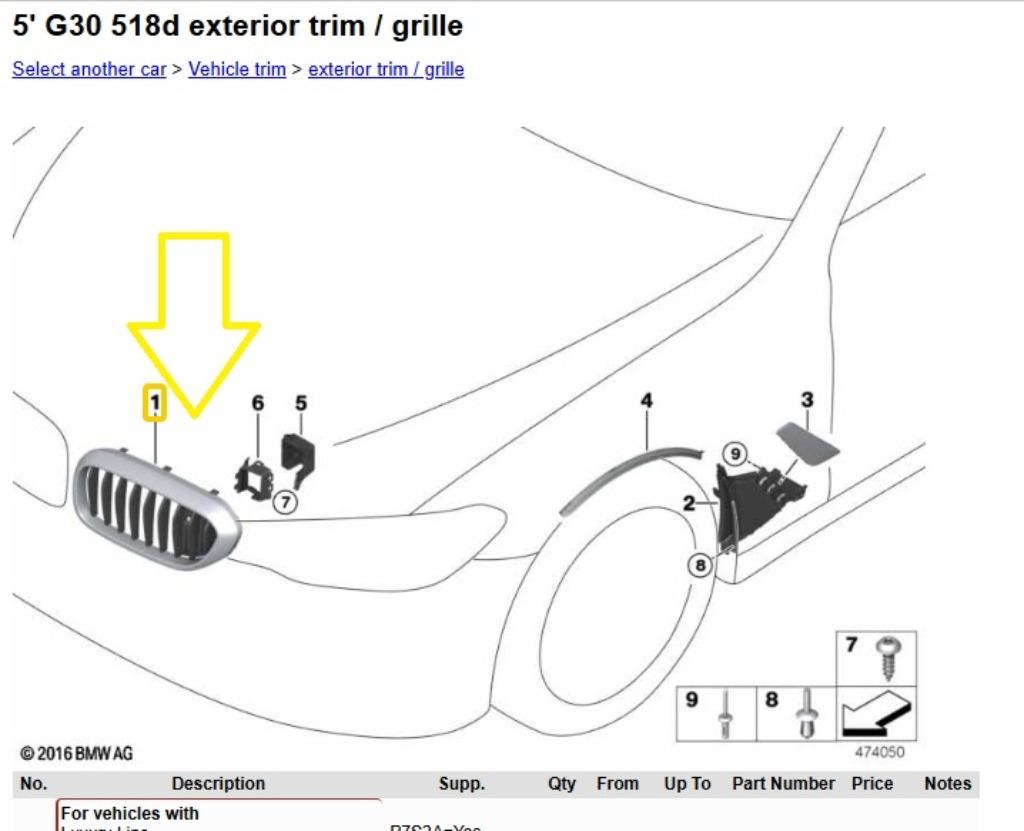 OEM BMW 5ER G30 G31  51137381901 Gril  linkerzijde, Enlèvement ou Envoi, Neuf, BMW