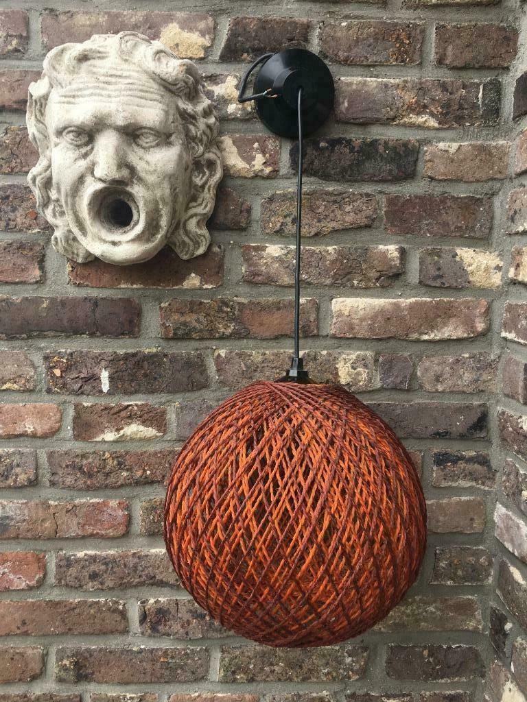 vintage design '70s sisal plafond lamp, Verzenden