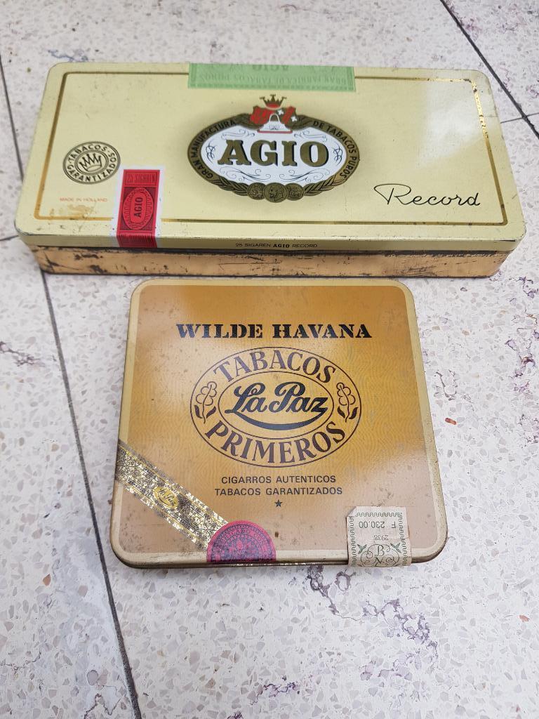 2 blikken sigarendoosjes Agio / La Paz, Verzamelen, Ophalen, Gebruikt, Overige merken
