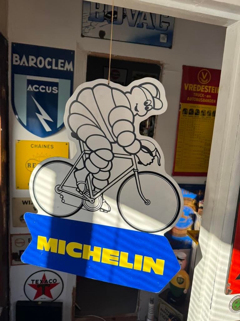Vintage Michelin fietsbanden reclamebord, Ophalen of Verzenden, Zo goed als nieuw, Reclamebord