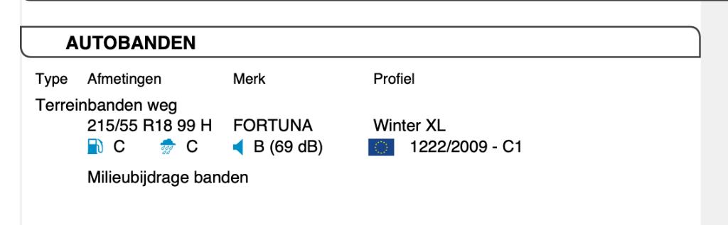 215/55 R18 99 H FORTUNA Winter XL 4 stuks, Auto-onderdelen, Ophalen, 18 inch, 215 mm, Nieuw