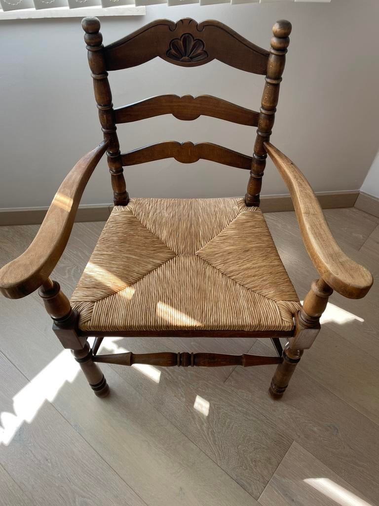 Stoel van hout en rotan, Antiek en Kunst, Ophalen