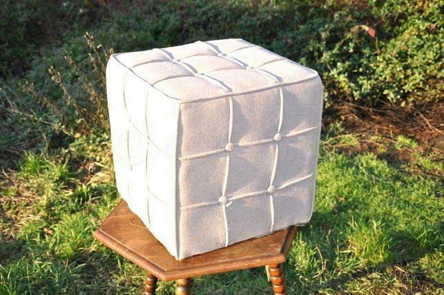 §pouf recouvrement tissu beige, Enlèvement ou Envoi, Utilisé, Pouf