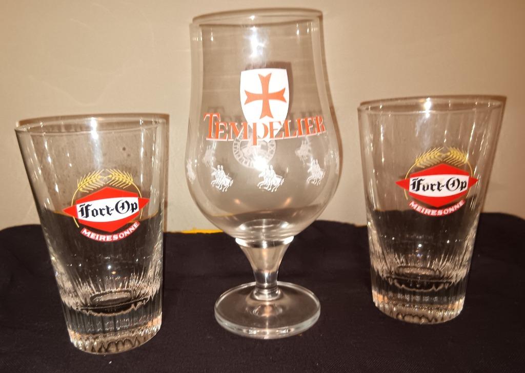 3 bierglazen 2 x fort-op Meiresonnne 1 x Tempelier, Verzamelen, Ophalen of Verzenden, Zo goed als nieuw