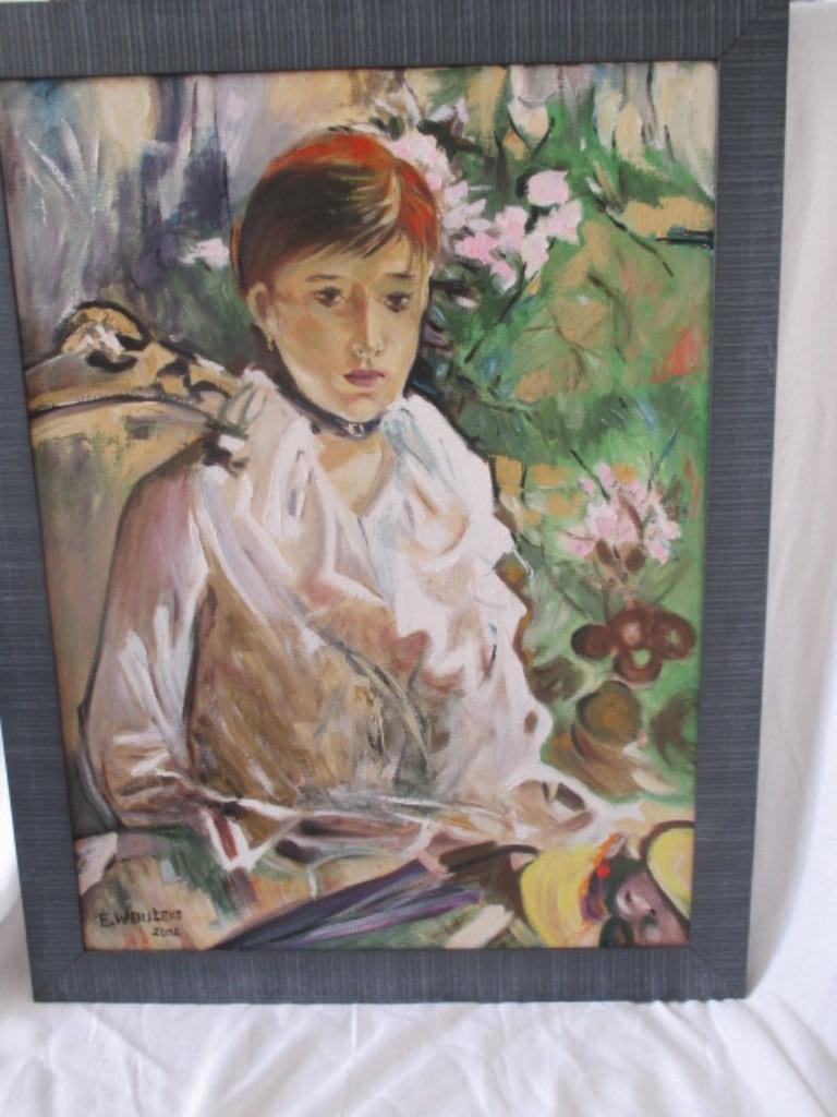 Berthe Morisot - groot kopie getekend E.Wouters, Antiek en Kunst, Kunst | Schilderijen | Klassiek, Ophalen