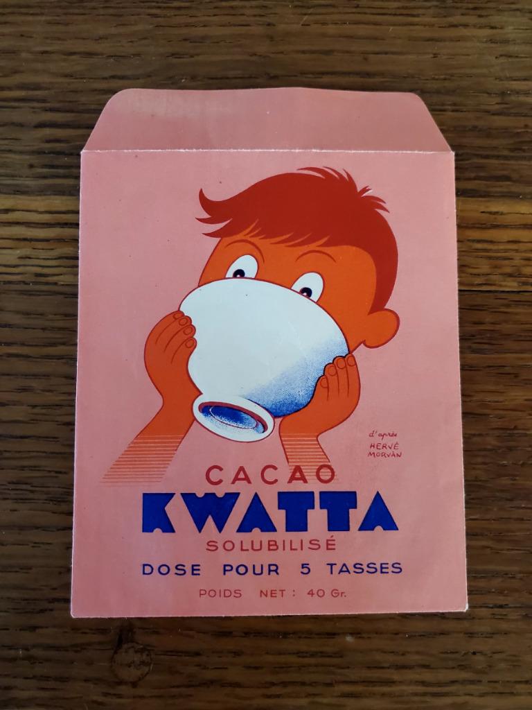 Cacao KWATTA sachet papier d'après Hervé Morvan., Collections, Envoi, Neuf, Emballage