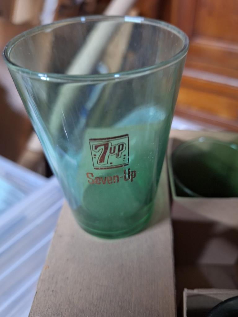 6 groene 7Up glazen, Verzamelen, Ophalen of Verzenden, Nieuw