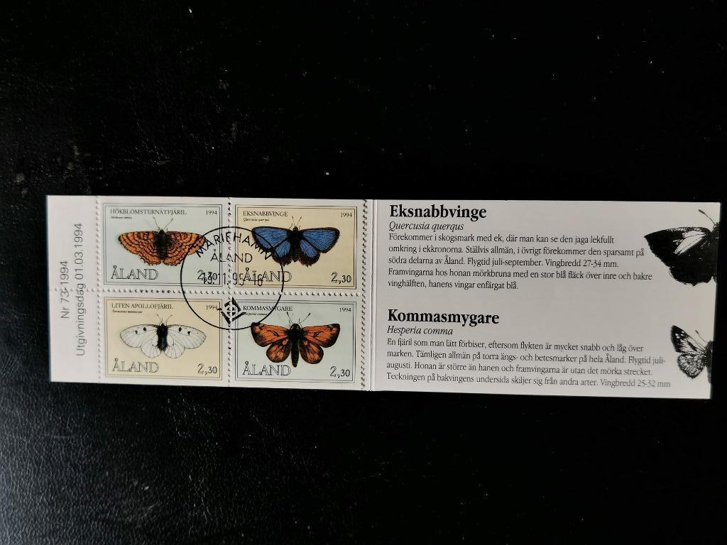 Aland 1994 - insecten, boekje met 4 postzegels vlinders **, Ophalen of Verzenden, Finland, Postfris