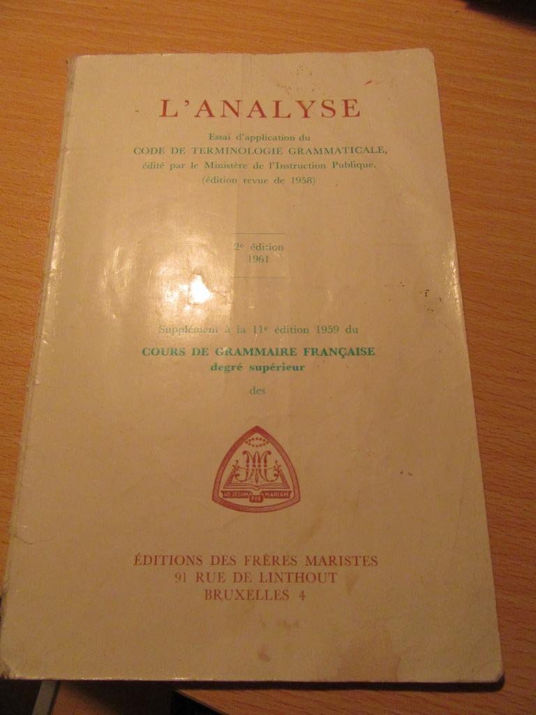 L'analyse essai code de terminologie grammaticale, Livres, Livres scolaires, Utilisé, Enlèvement