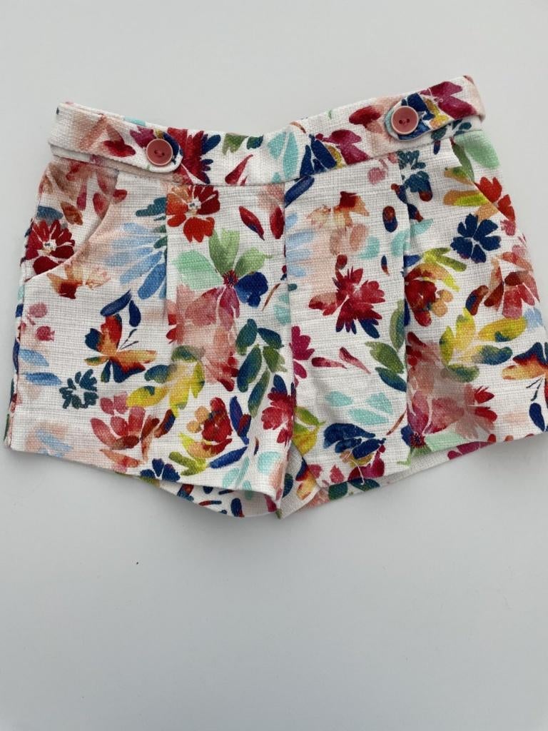 Witte gebloemde short maat 104, Broek, Meisje, Ophalen of Verzenden, Zo goed als nieuw