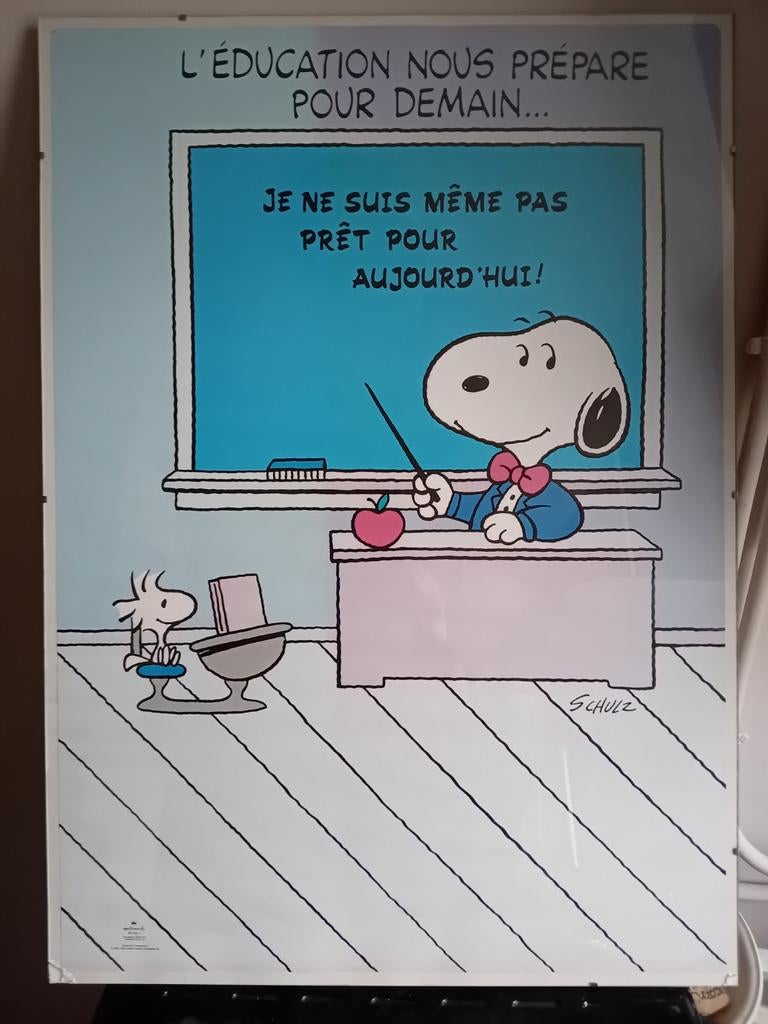 Affiche Snoopy Schulz, Antiquités & Art, Art | Lithographies & Sérigraphies, Enlèvement ou Envoi