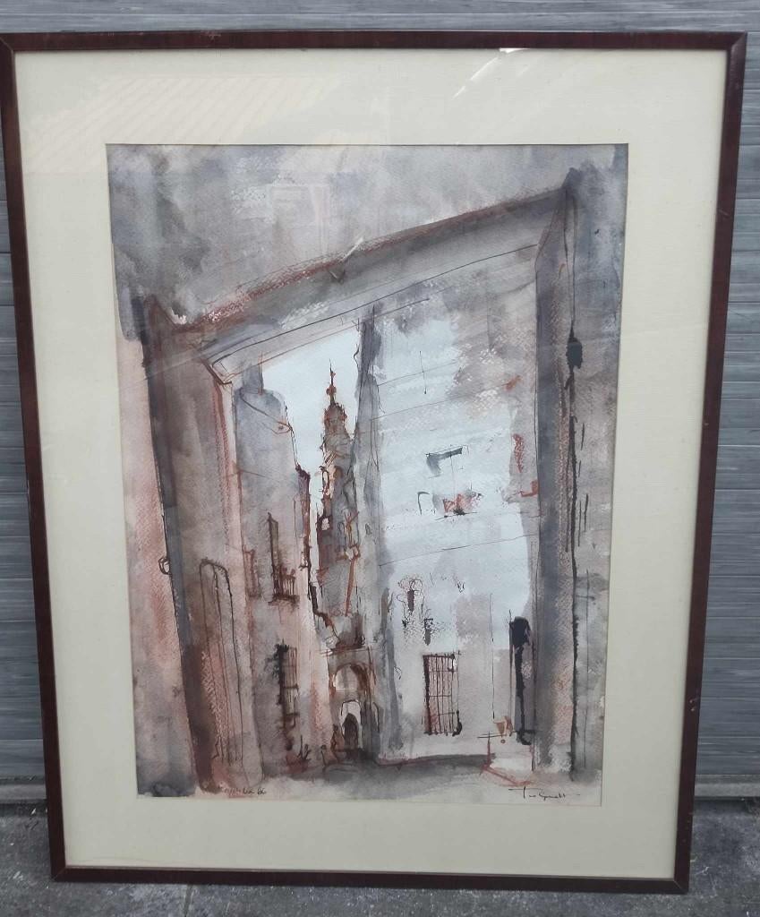 Aquarelle signe José van gucht, Antiquités & Art, Art | Peinture | Classique, Enlèvement ou Envoi